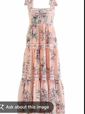 Chic WISH Pink Floral Tiered Maxi Dress XS